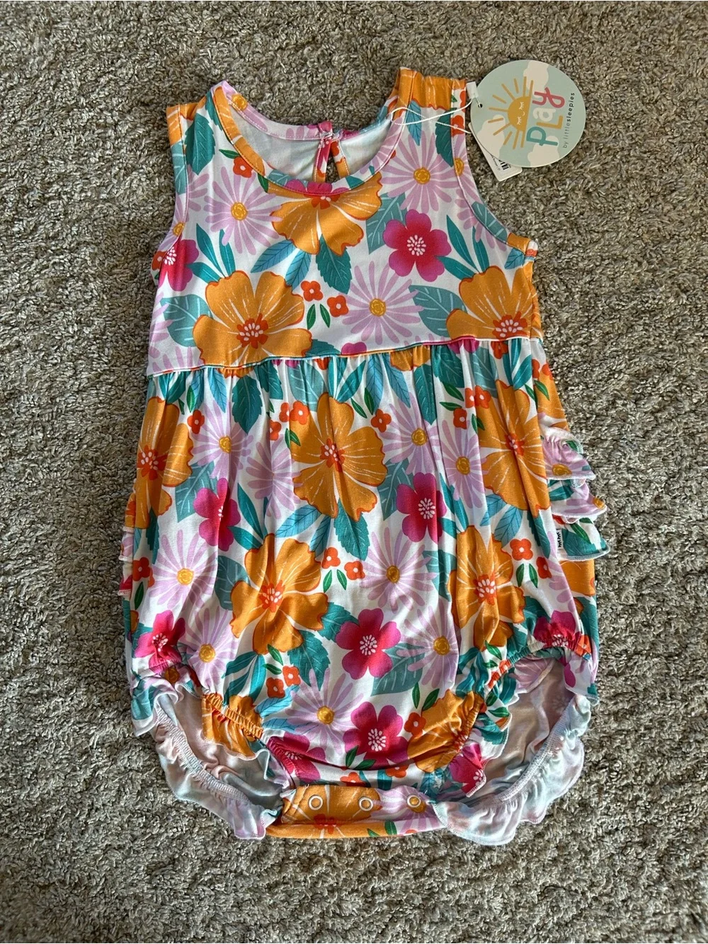 Little Sleepies Beachy Blooms Bubble Romper 3T NWT